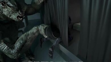 The mutant's huge dick pokes into the unknown and suddenly her tight ass appears there. 3D Hentai Game Animation