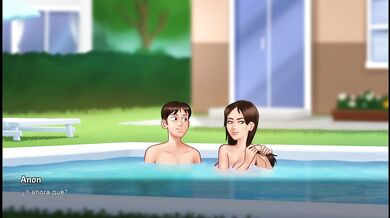 The stepmother really wanted to get laid in the pool - summertime saga