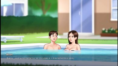 The stepmother really wanted to get laid in the pool - summertime saga