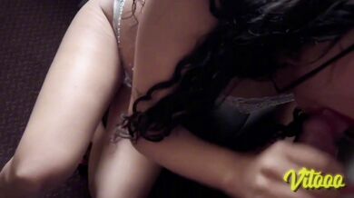 She wears her white lingerie, I get hard and put it in her mouth