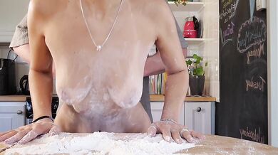 I was going to bake a bread but my horny husband ended up fucking me from behind in the kitchen
