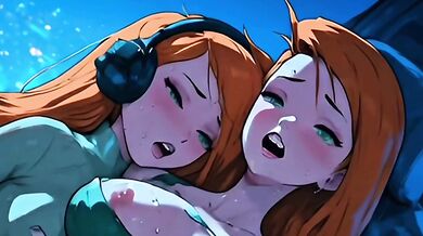 Kim possible and Shego Lesbian sex at the top of the building and inside a helicopter - generated by AI