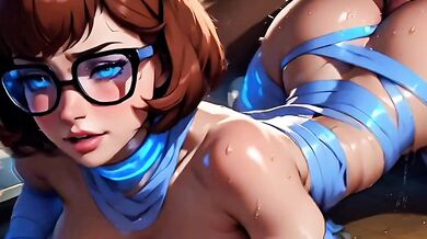Velma solving mystery inside the sarcophagus, sex with mummy - generated by AI