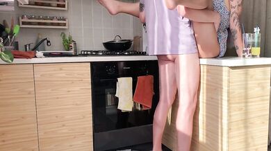Hot morning quickie in the kitchen