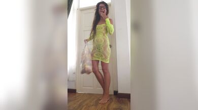 Net Dress NO PANTIES to surprise Delivery Guy # Sexy Prank for Delivery Boy