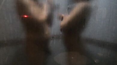 submissive Latina showering in the shower