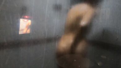 submissive Latina showering in the shower