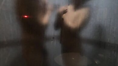 submissive Latina showering in the shower