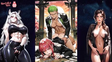 Hentai with a vulgar bitch Makima, who instead of hunting demons has sex with anyone. No. 3