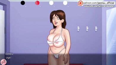 Big tits model lingerie for me and I touch her huge milf tits