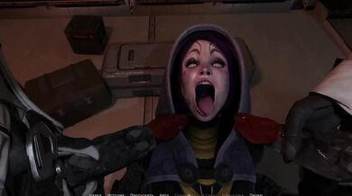 She takes two alien cocks in her mouth at the same time and swallows the sperm
