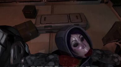 She takes two alien cocks in her mouth at the same time and swallows the sperm