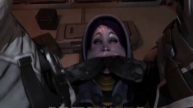 She takes two alien cocks in her mouth at the same time and swallows the sperm