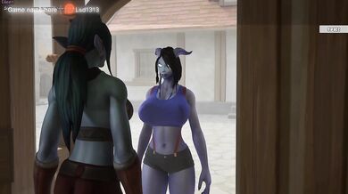 The troll caught the draenei girl by surprise and immediately got her pregnant.