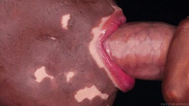 CLOSE UP: BEST VITILIGO BLOWJOB! Intense COCK SUCKING from Unique Sexy Girl with CUM in MOUTH! ASMR