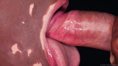 CLOSE UP: BEST VITILIGO BLOWJOB! Intense COCK SUCKING from Unique Sexy Girl with CUM in MOUTH! ASMR