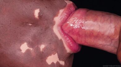 CLOSE UP: BEST VITILIGO BLOWJOB! Intense COCK SUCKING from Unique Sexy Girl with CUM in MOUTH! ASMR