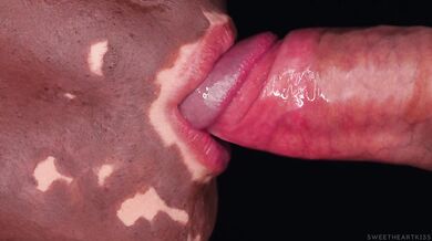 CLOSE UP: BEST VITILIGO BLOWJOB! Intense COCK SUCKING from Unique Sexy Girl with CUM in MOUTH! ASMR