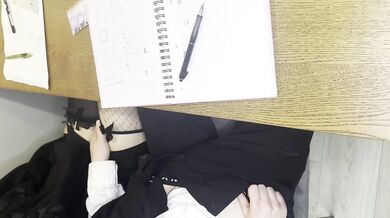 Alt classmate blows me during lesson and begs to fuck her in toilet