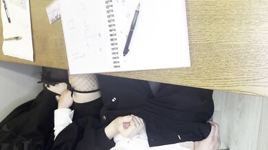 Alt classmate blows me during lesson and begs to fuck her in toilet