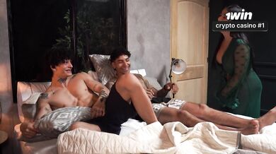 What are they doing? Stepson and his friend masturbate and their stepmother decides to teach them