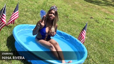 Playing with my pussy outside in my backyard on the 4th of July
