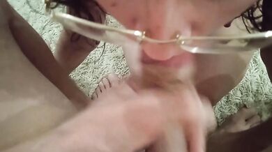 DATEZONE - Amateur girl with glasses gives POV blowjob