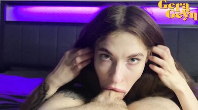 Slobbery Blowjob From A Cutie With Cum In Throat
