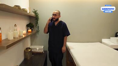 My client receives my erotic massage as a gift from her husband and ends up RIDING my HUGE cock.