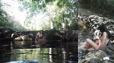 Valentines adventure got risky l Diving naked and getting ass fucked in the forest river