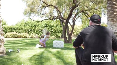 BTS - Petite Jesse Pony Gets Her Tits Out During A Photoshoot!