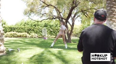 BTS - Petite Jesse Pony Gets Her Tits Out During A Photoshoot!