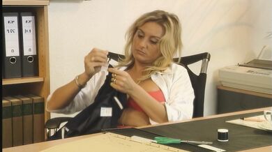 In the office, the secretary bends over and the boss falls for it.