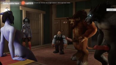 A modest draenei decided to try herself in an adult film and was fucked by werewolves and minotaurs