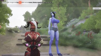 A modest draenei decided to try herself in an adult film and was fucked by werewolves and minotaurs. part 2