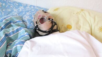 Moaning orgasm in breathplay mask and straightjacket with Magic Wand (2014)