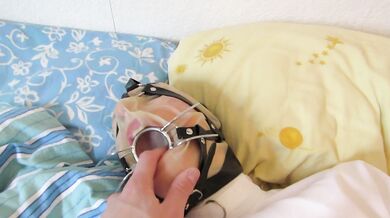Moaning orgasm in breathplay mask and straightjacket with Magic Wand (2014)