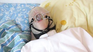 Moaning orgasm in breathplay mask and straightjacket with Magic Wand (2014)