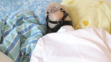Moaning orgasm in breathplay mask and straightjacket with Magic Wand (2014)