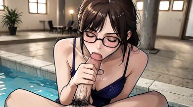 My nerd stepsister gave me her ass in a public pool