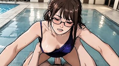 My nerd stepsister gave me her ass in a public pool