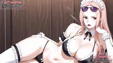 One Piece Coffee Maid hentai Adult animation - Hina Coffee Maid Blow Job Hand Job for her lord Hentai animation by xxtoonfun