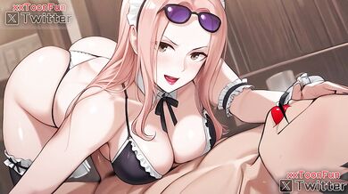 One Piece Coffee Maid hentai Adult animation - Hina Coffee Maid Blow Job Hand Job for her lord Hentai animation by xxtoonfun
