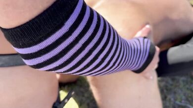 Strapon anal fuck outdoors