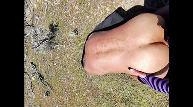 Strapon anal fuck outdoors