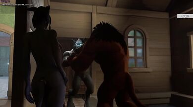 A draenei girl was caught and fucked by monsters. 3D Hentai Game