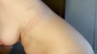 MILF sucking cock, blowjob, and hand job
