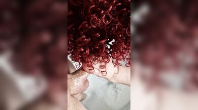 The mature sucks it with lust in the bathroom and thrusts deep into the xxl dildo