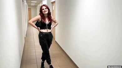 French Goth Cheats On Her Boyfriend In A Corridor And Toilet for Concert Tickets !!!