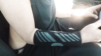 Slut wife in the car with the masseur